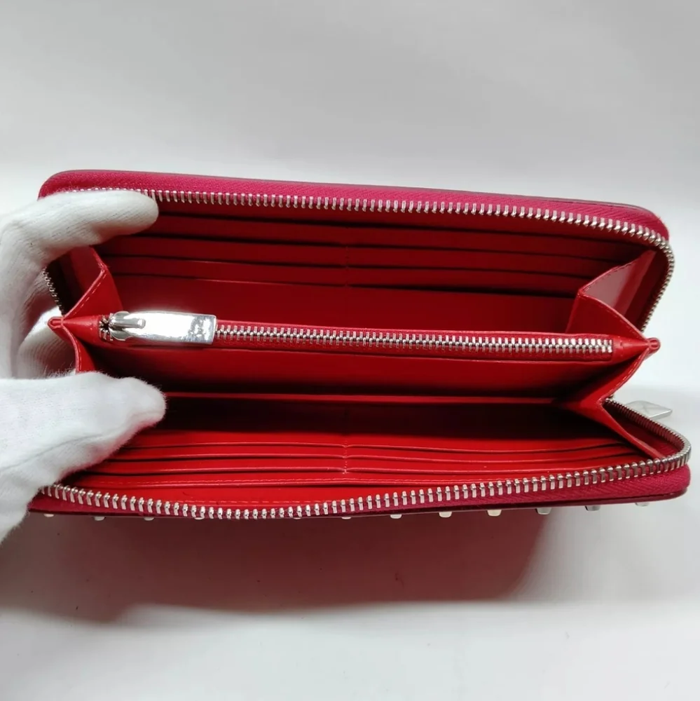 Christian Louboutin Studded Long Wallet Pink Leather - Picture 4 of 9